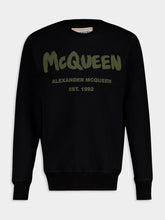 McQueen Graffiti Logo Print Black Sweatshirt
