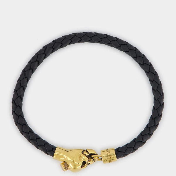 skull braided leather bracelet