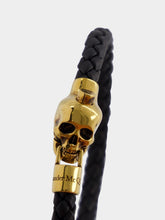 Alexander McQueen Skull Braided Leather Bracelet