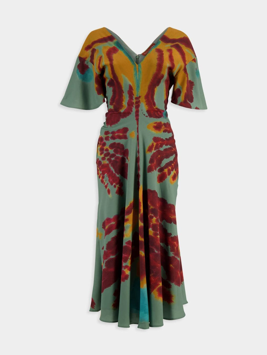 altuzarra green tie dye dress Altuzarra Tie-Dye Print Midi Length Dress - Green Dresses, Clothing - ALT45601