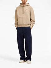 Ami Paris Embroidered Cotton Beige Hoodie
