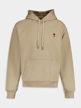 Ami Paris Embroidered Cotton Beige Hoodie