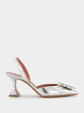 Amina Muaddi Begum Silver Mirror Slingbacks