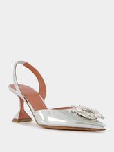 Amina Muaddi Begum Silver Mirror Slingbacks