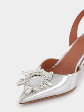 Amina Muaddi Begum Silver Mirror Slingbacks