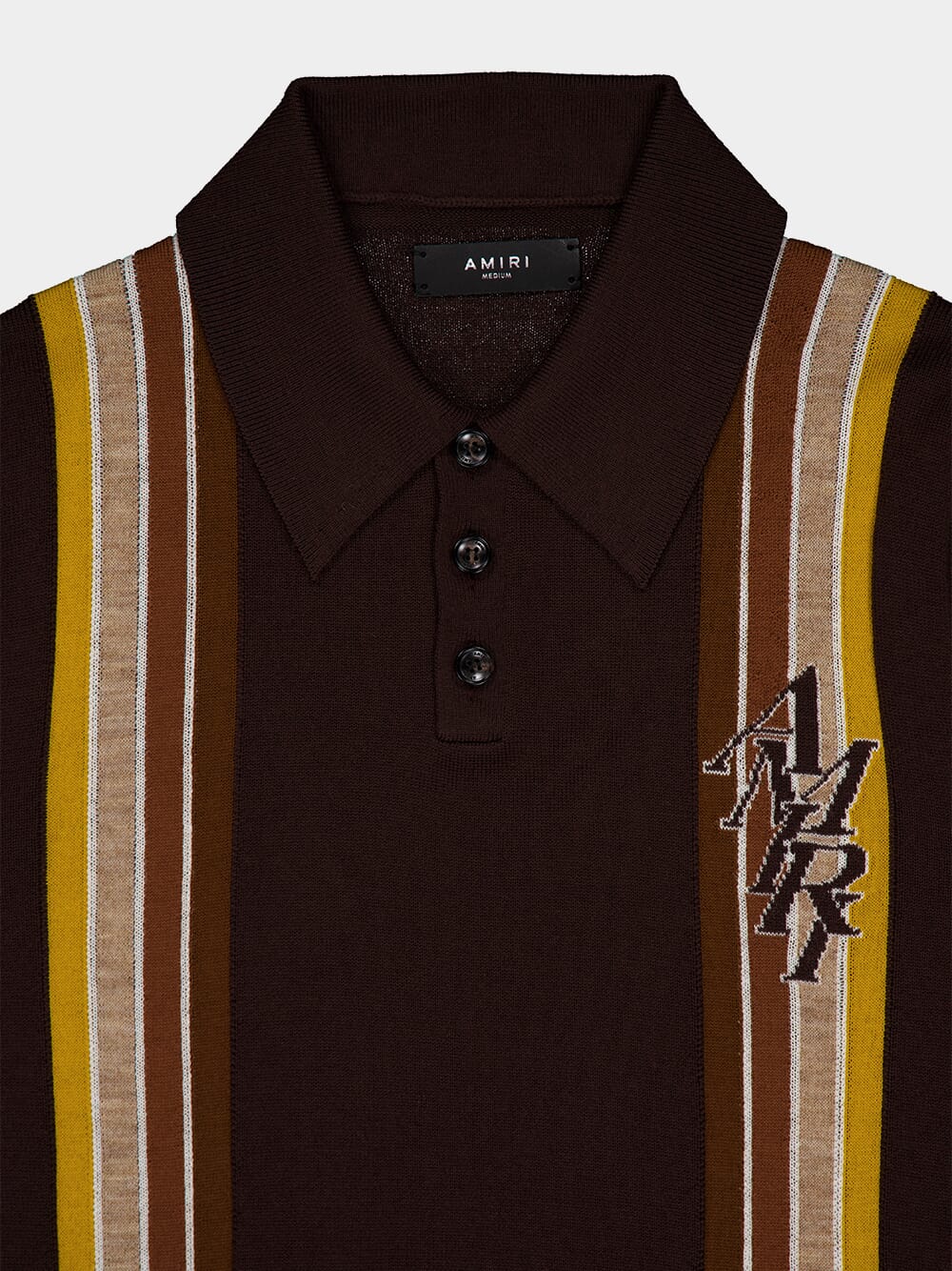 AmiriStack Stripe Short Sleeve Brown Polo at Fashion Clinic