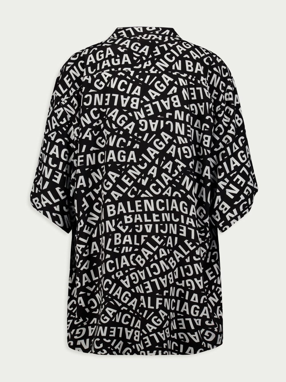 BalenciagaAll-Over Logo Printed Buttoned Shirt at Fashion Clinic