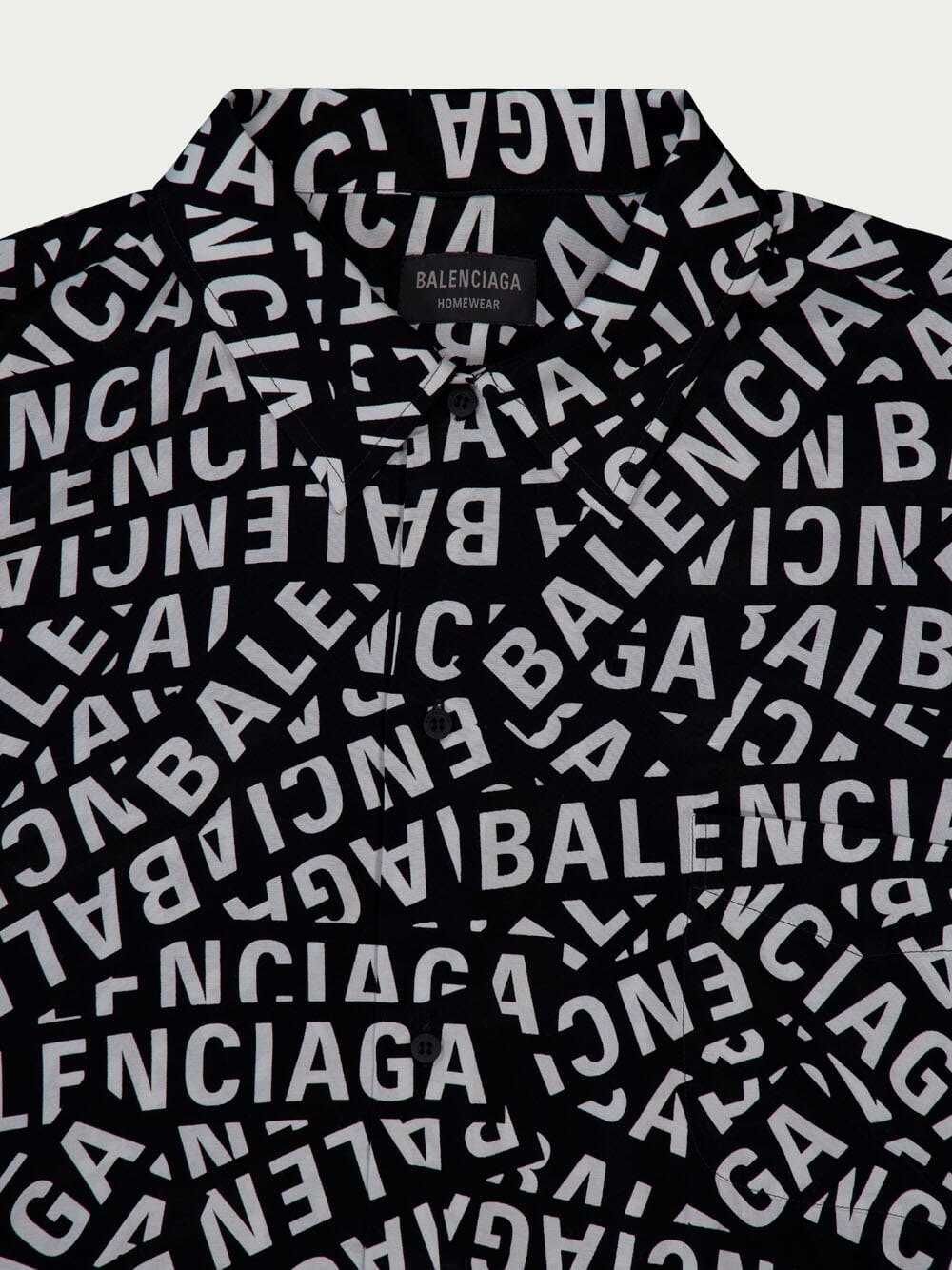 BalenciagaAll-Over Logo Printed Buttoned Shirt at Fashion Clinic