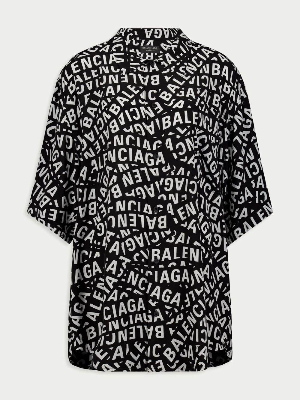 BalenciagaAll-Over Logo Printed Buttoned Shirt at Fashion Clinic