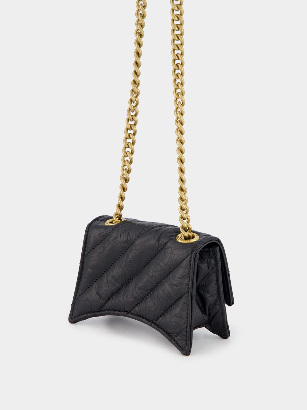 BalenciagaBlack Quilted Crush Mini Chain Bag at Fashion Clinic