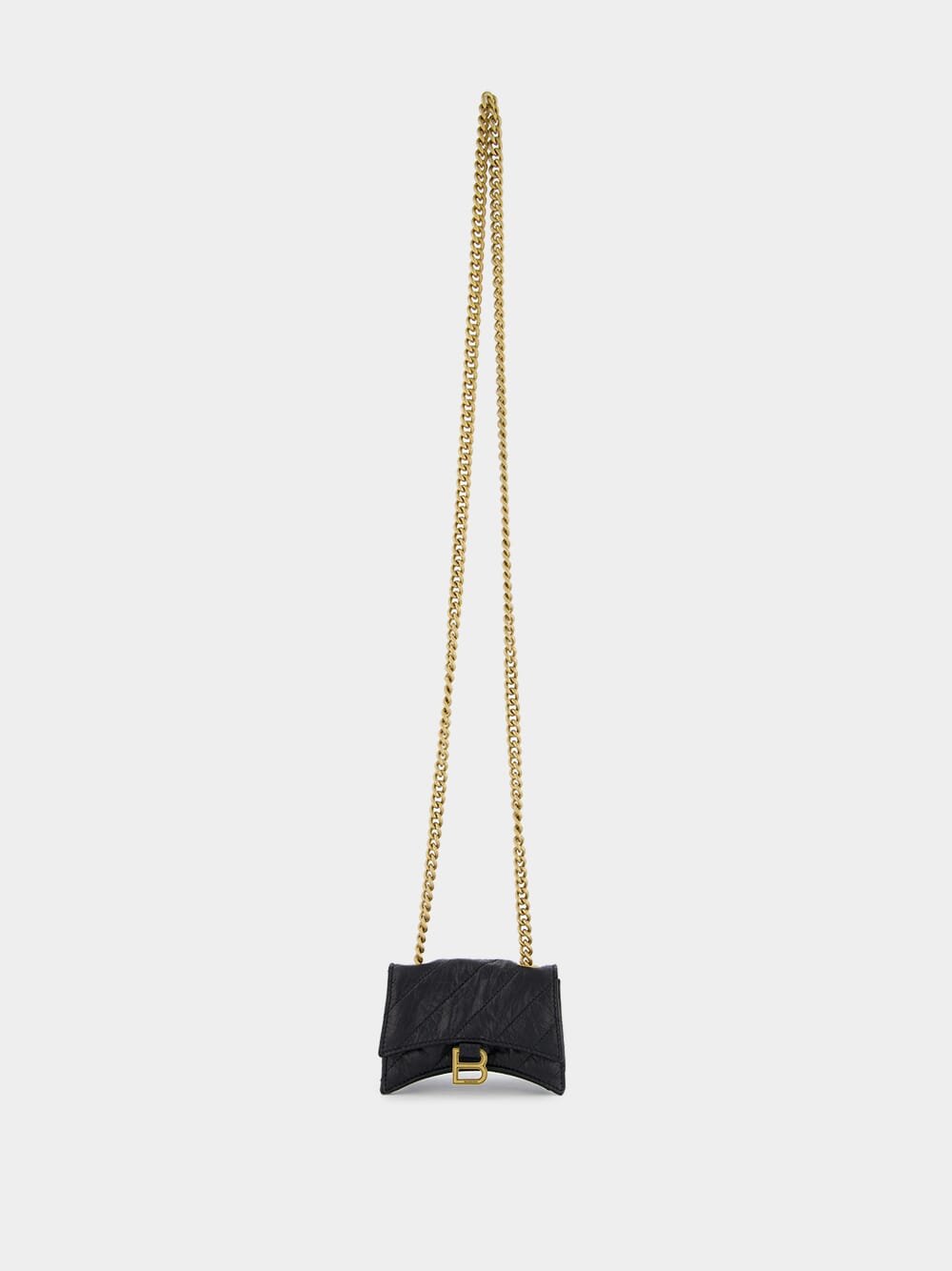 BalenciagaBlack Quilted Crush Mini Chain Bag at Fashion Clinic