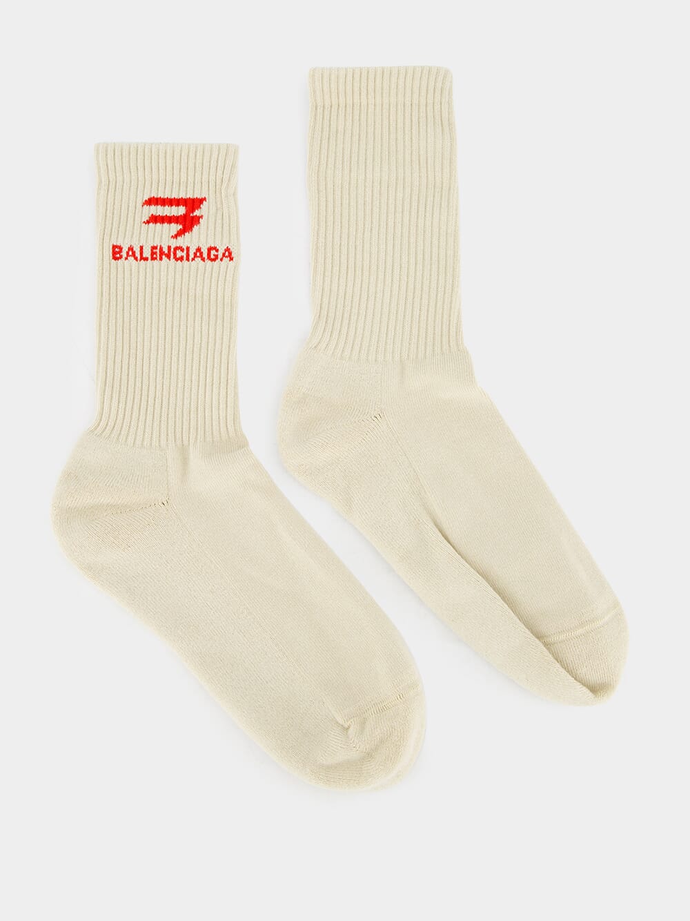 BalenciagaCream Logo Socks at Fashion Clinic