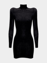 Balenciaga Draped Velvet Turtleneck Dress