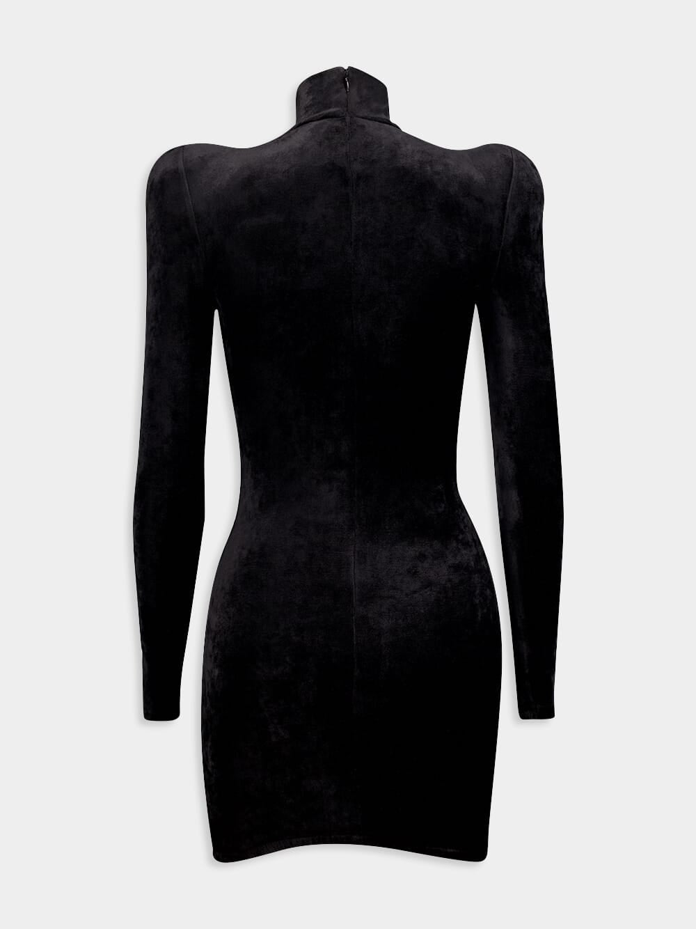 BalenciagaDraped Velvet Turtleneck Dress at Fashion Clinic