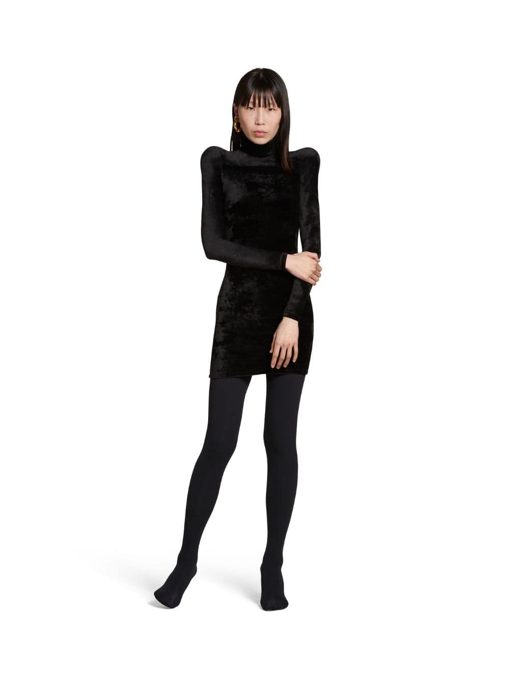 BalenciagaDraped Velvet Turtleneck Dress at Fashion Clinic