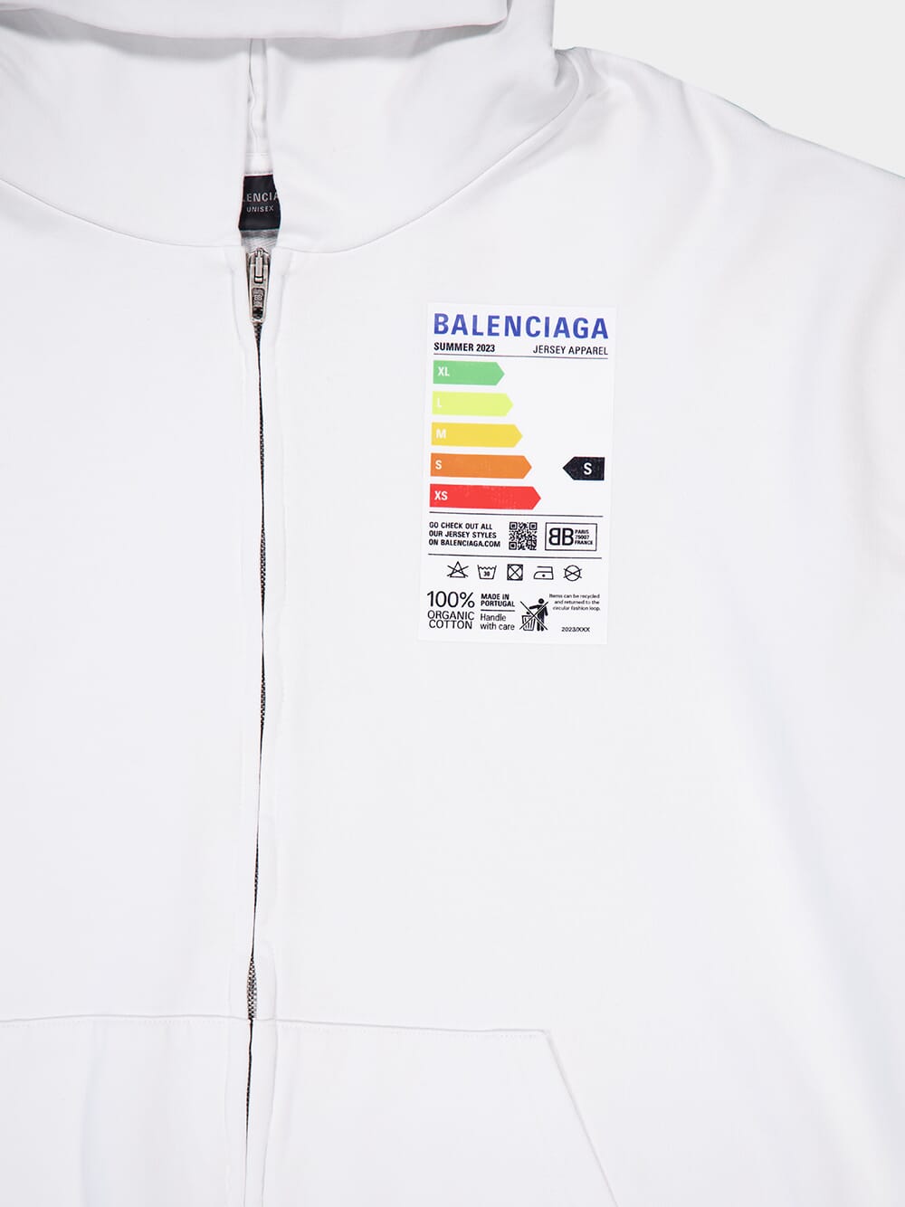 BalenciagaGraphic White Zip-Up Hoodie at Fashion Clinic