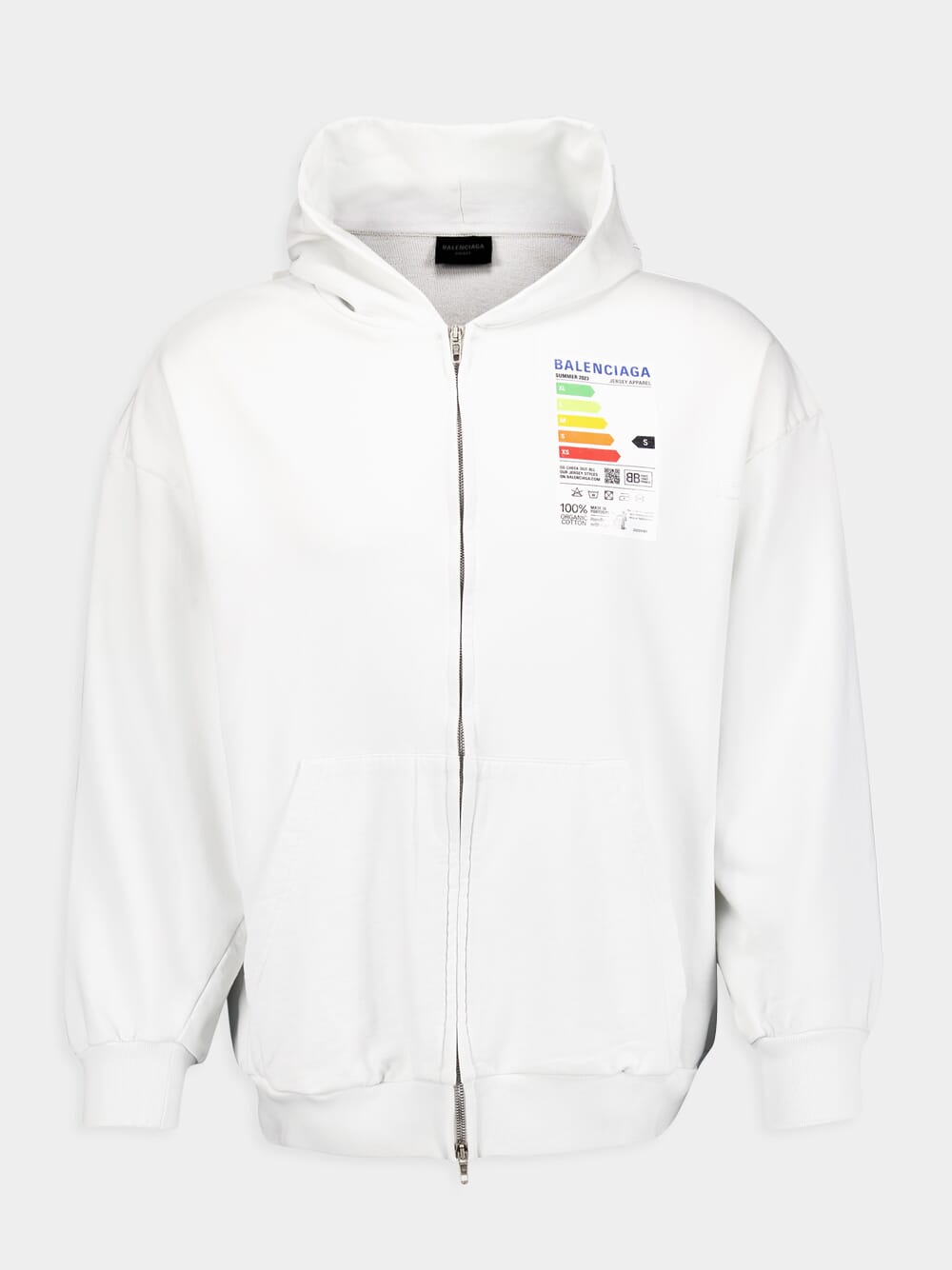 BalenciagaGraphic White Zip-Up Hoodie at Fashion Clinic