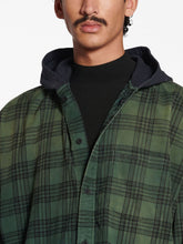 Balenciaga Hooded Check-Print Oversized Shirt