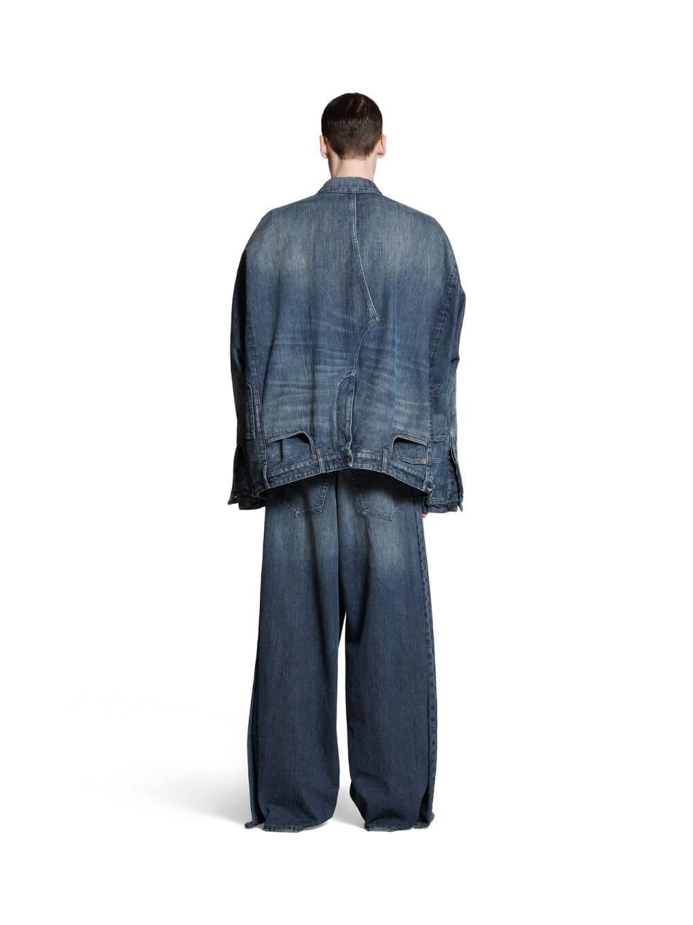 BalenciagaItalian Indigo Ring Denim Deconstructed Jacket at Fashion Clinic