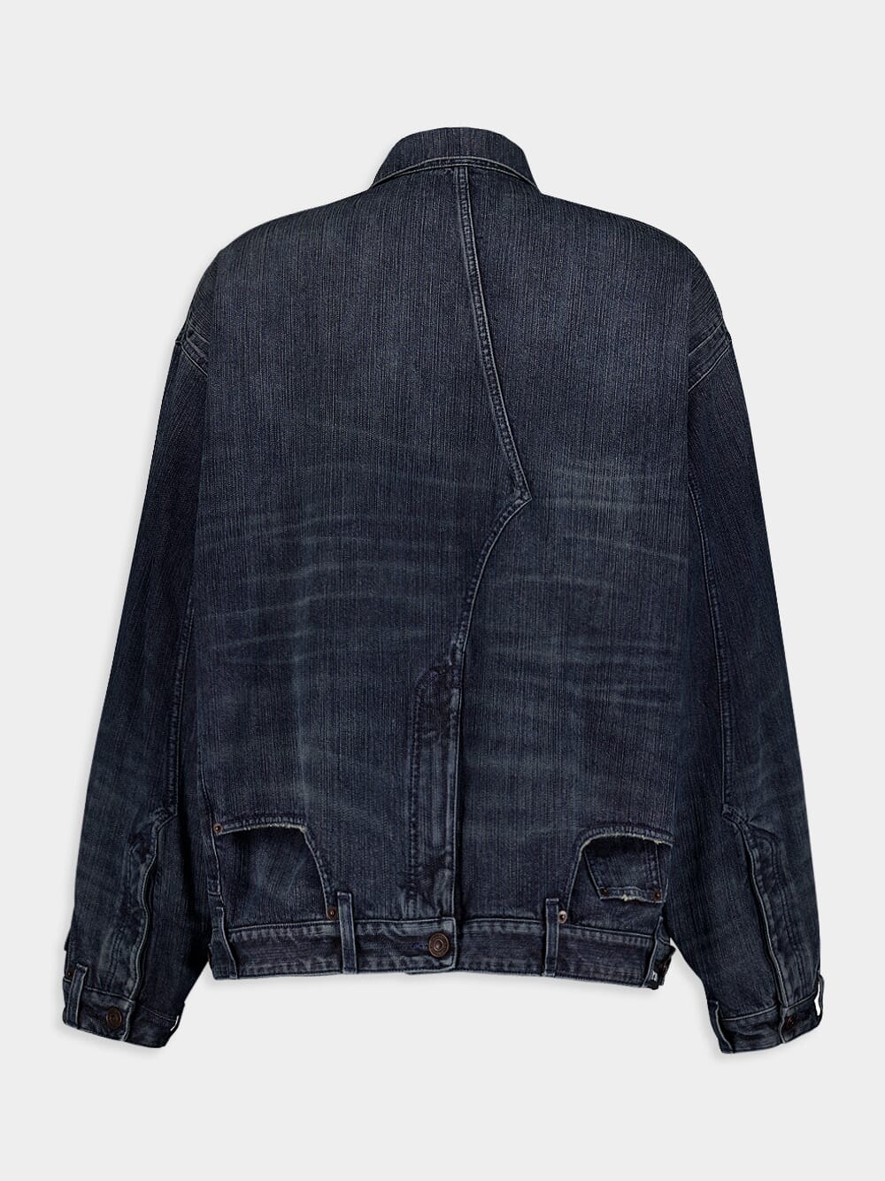 BalenciagaItalian Indigo Ring Denim Deconstructed Jacket at Fashion Clinic