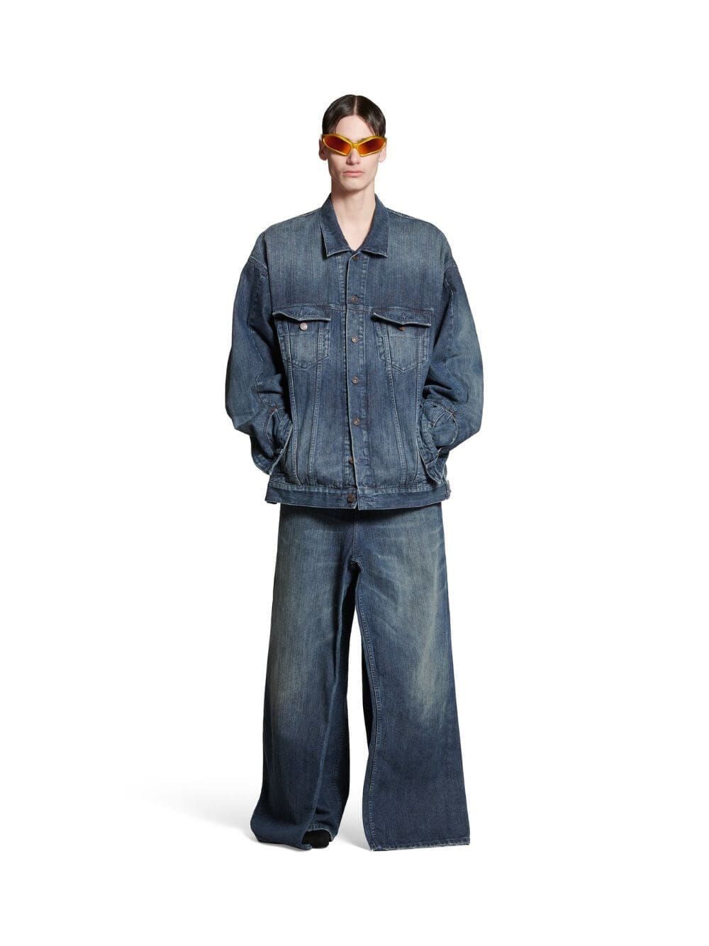 BalenciagaItalian Indigo Ring Denim Deconstructed Jacket at Fashion Clinic