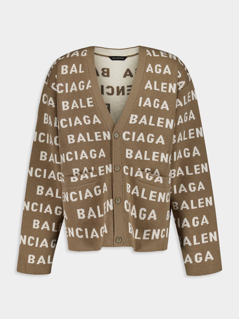 BalenciagaLogo Pattern Knit Cardigan at Fashion Clinic