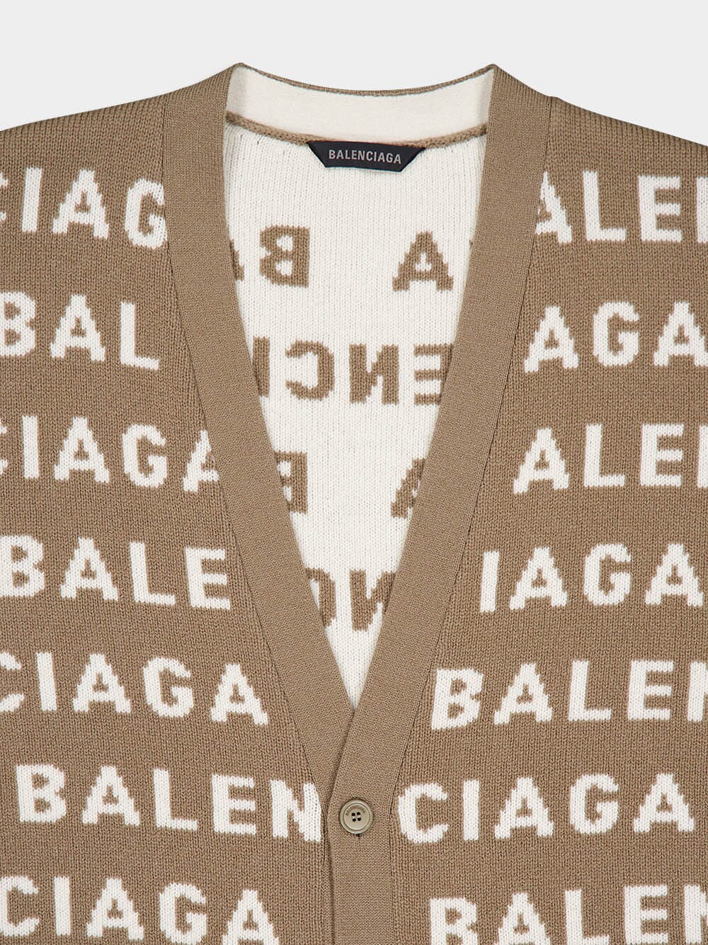 BalenciagaLogo Pattern Knit Cardigan at Fashion Clinic