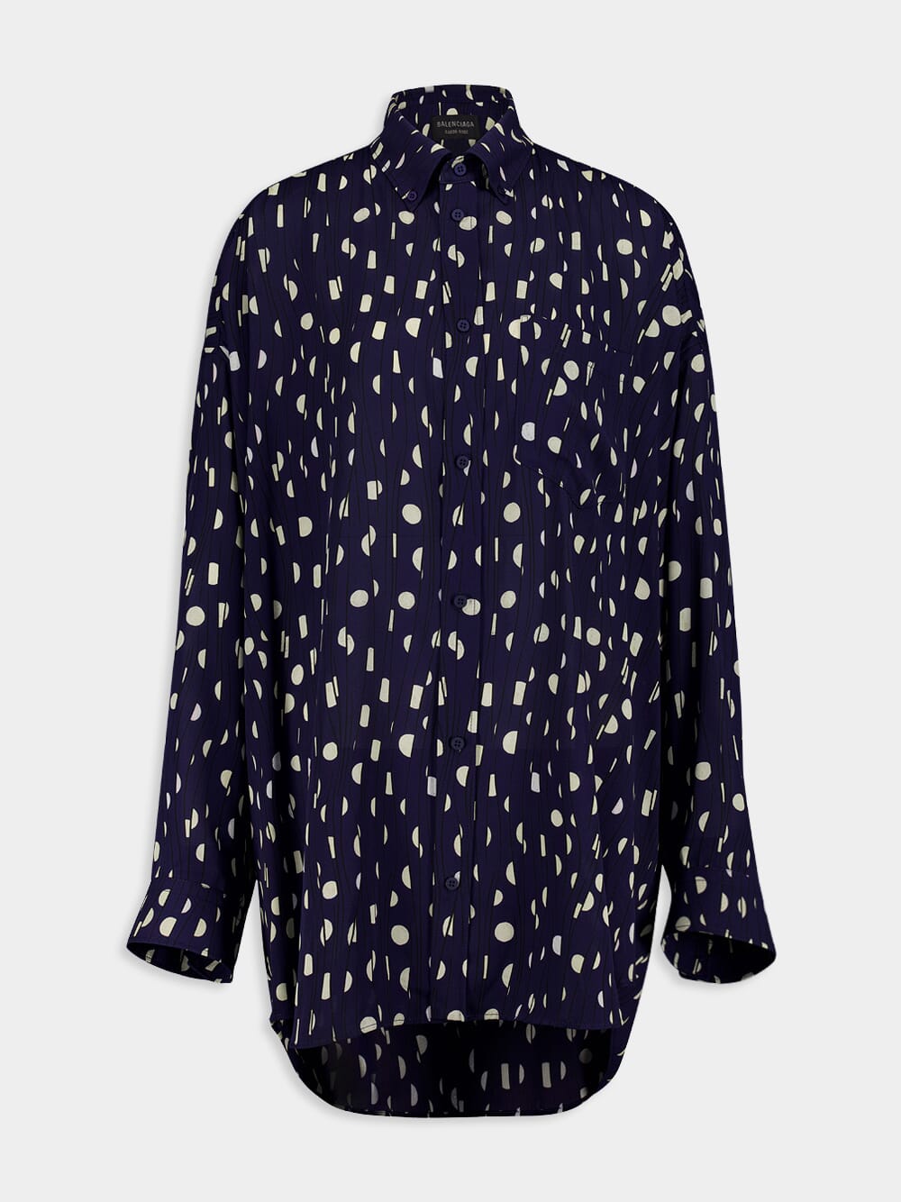 BalenciagaNavy Polka Dot Print Shirt at Fashion Clinic