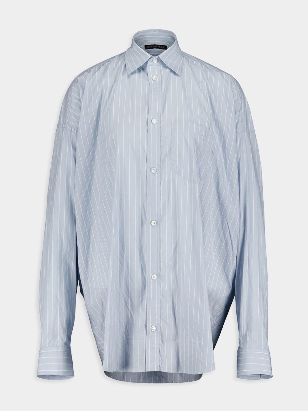 BalenciagaPinstripe Cotton Cocoon Shirt at Fashion Clinic