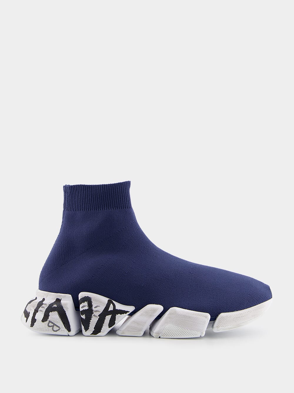 BalenciagaSpeed 2.0 Graffiti Blue Sneakers at Fashion Clinic