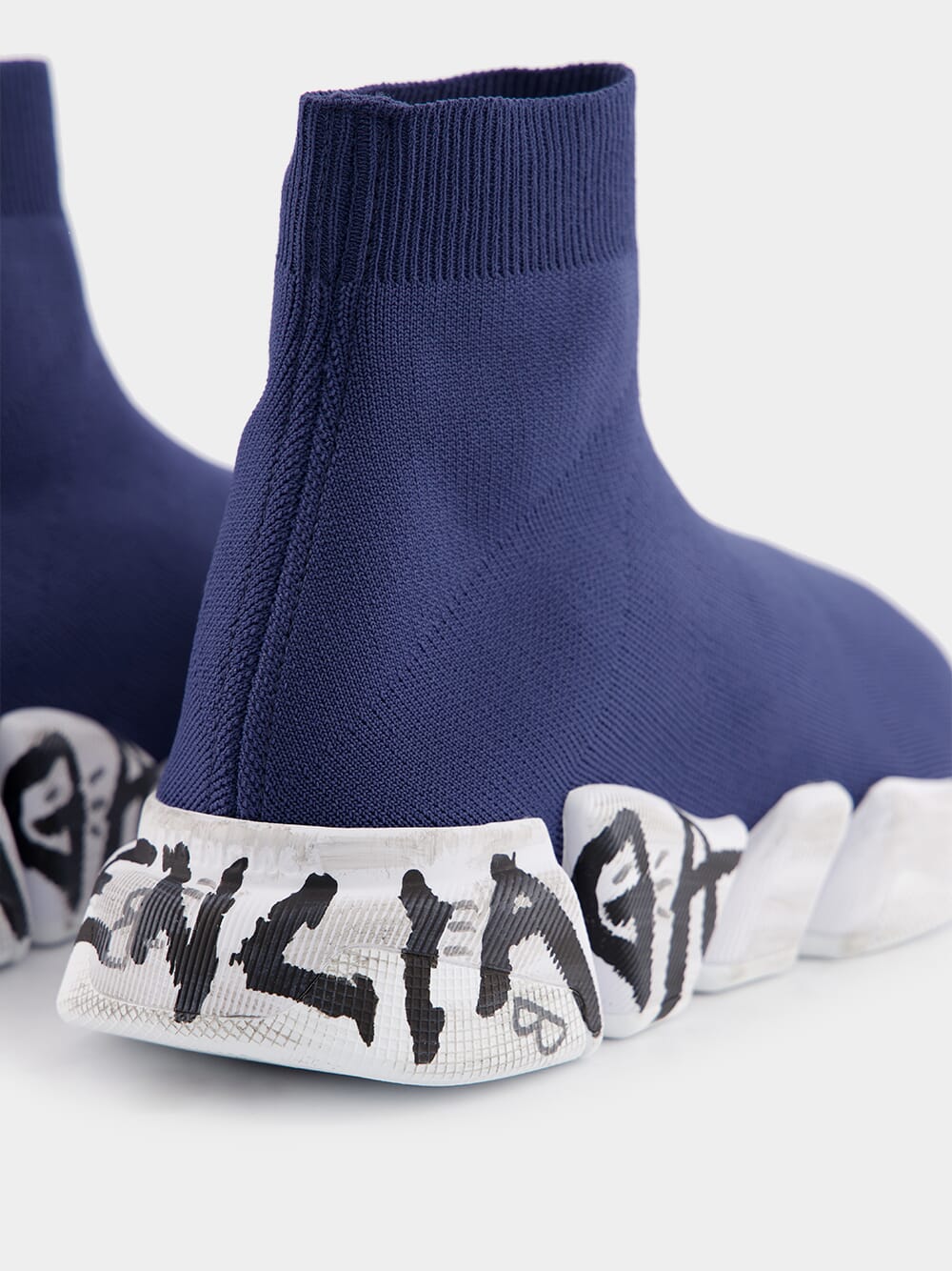 BalenciagaSpeed 2.0 Graffiti Blue Sneakers at Fashion Clinic