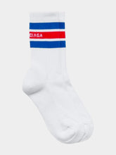 Balenciaga Striped Logo-Print Crew Socks