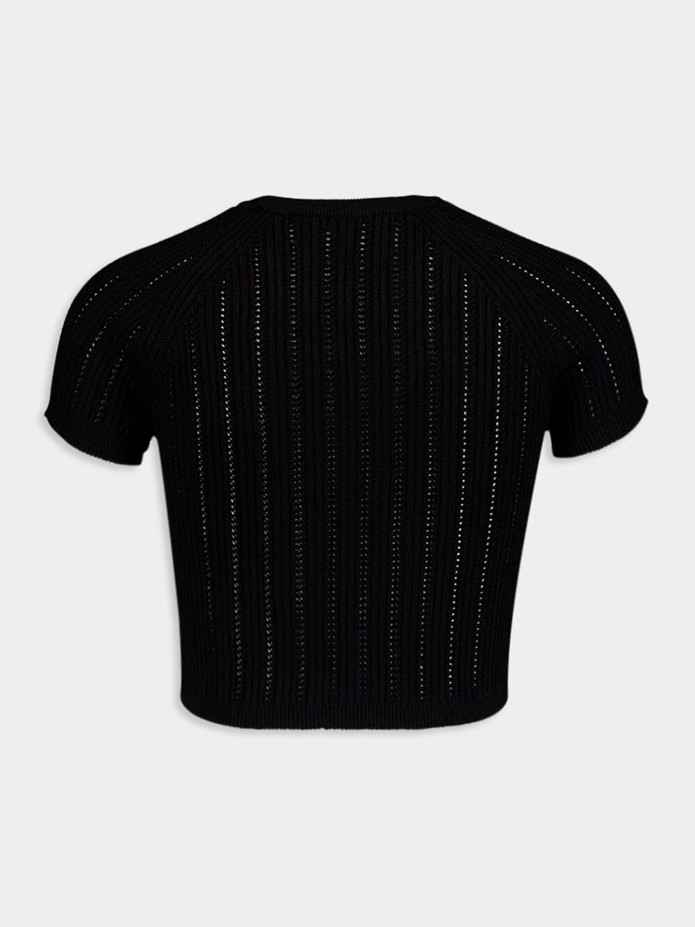 BalmainBlack Buttoned Knit Top at Fashion Clinic