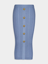 Balmain Buttoned Rib-Knit Midi Skirt