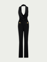Balmain Cowl Neck Crepe Flare Jumpsuit