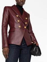 Balmain Double-Breasted Leather Blazer