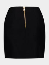 Balmain Embossed-Button Wool Miniskirt