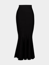 Balmain Flared Knitted Midi Skirt