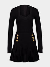 Balmain Flared Ribbed-Knit Mini Dress
