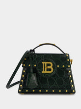 Balmain Handbag B-Buzz 23 Dynasty Crocodile Print Leather
