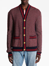 Balmain Monogram-Print Checked Wool Cardigan