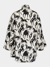 Balmain Printed Silk Tie-Neck Shirt