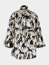 Balmain Printed Silk Tie-Neck Shirt