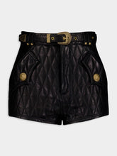 Balmain Quilted Leather Shorts