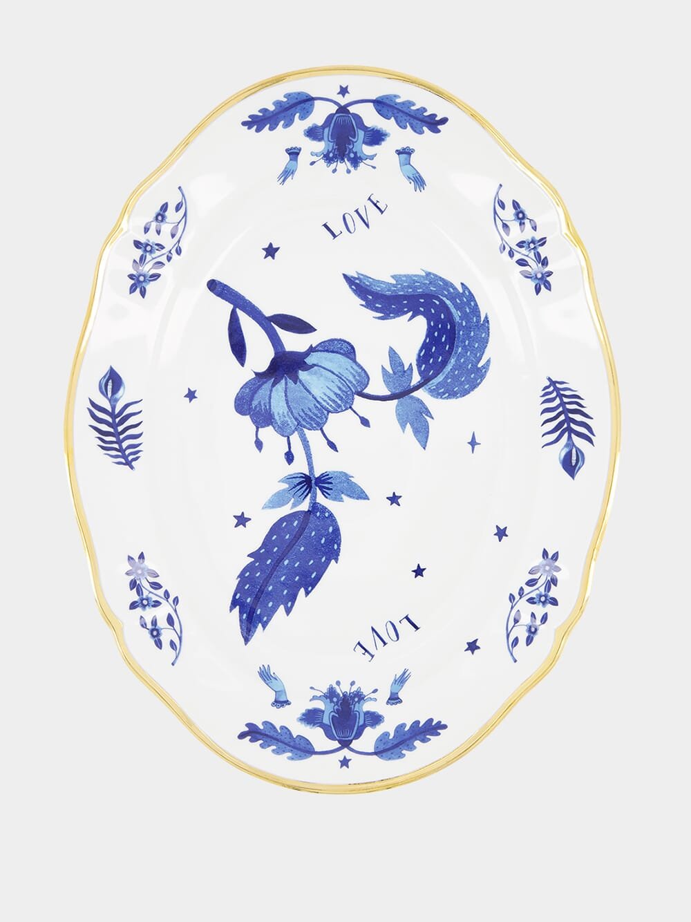 BitossiFloral Motif Porcelain Oval Platter at Fashion Clinic