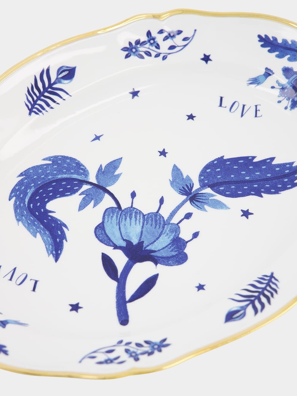 BitossiFloral Motif Porcelain Oval Platter at Fashion Clinic