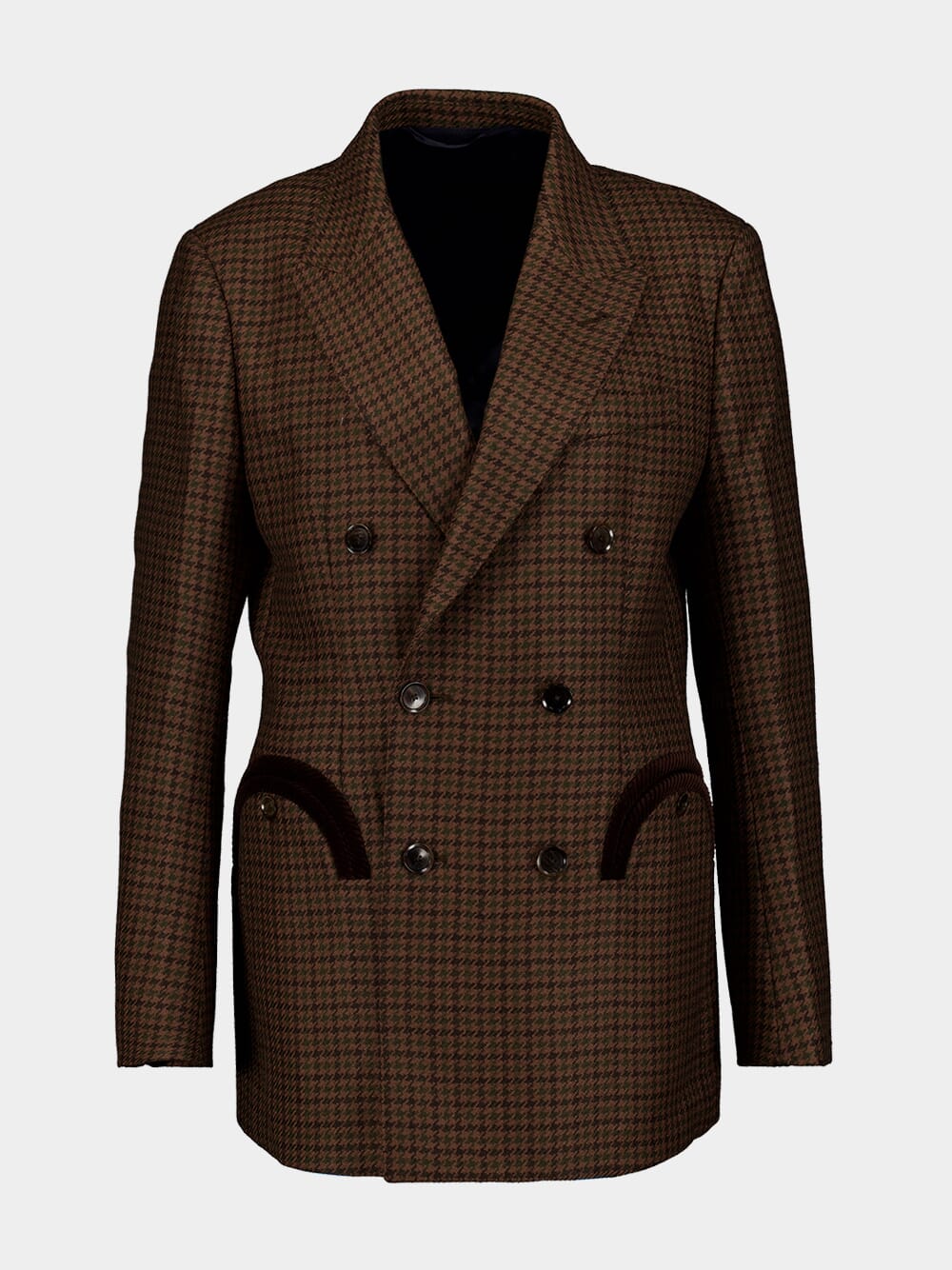 Blazé MilanoCheck-Pattern Peak-Lapels Wool Blazer at Fashion Clinic