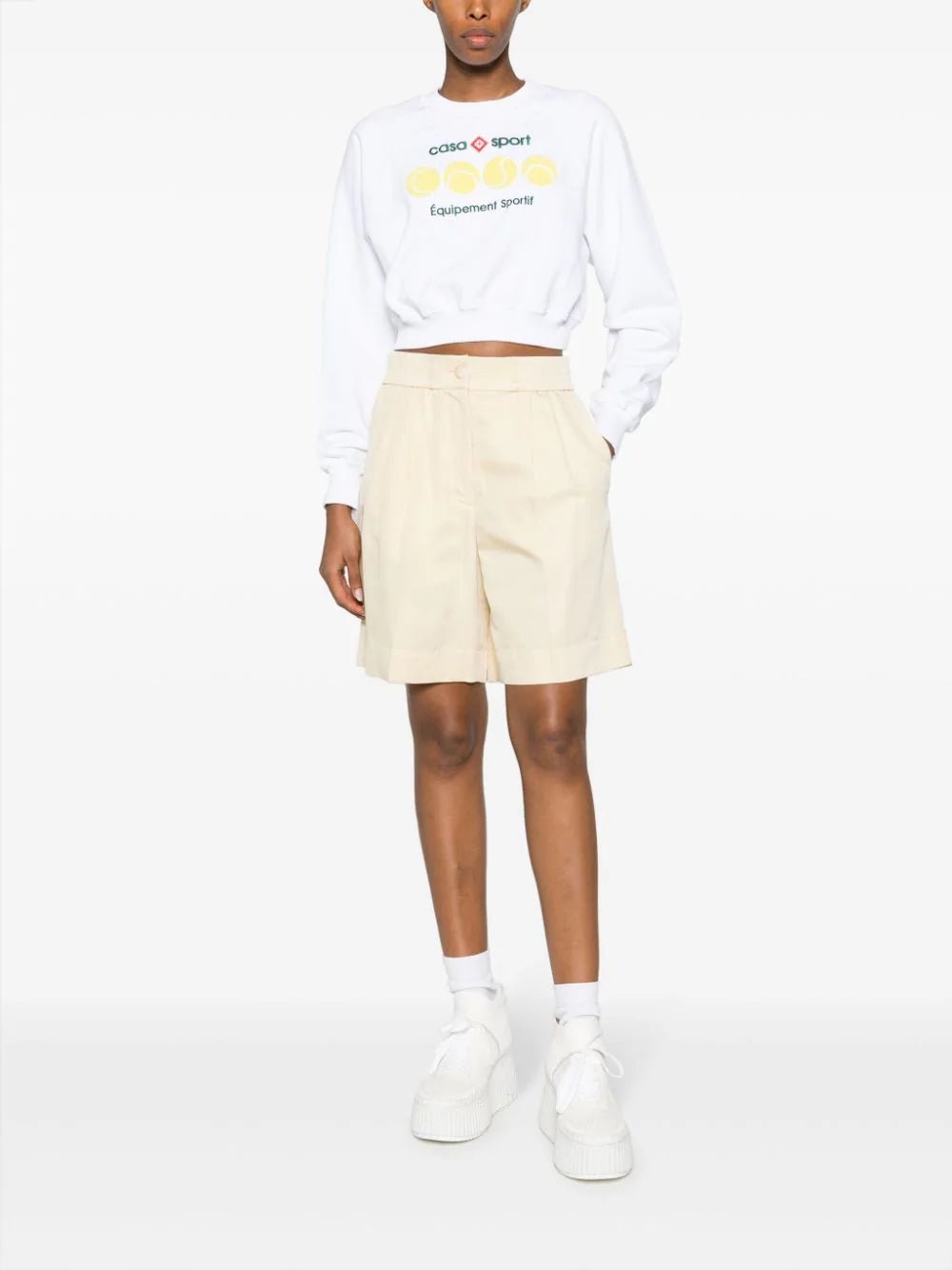 CasablancaCasa Sport Tennis Balls Cropped Sweatshirt at Fashion Clinic