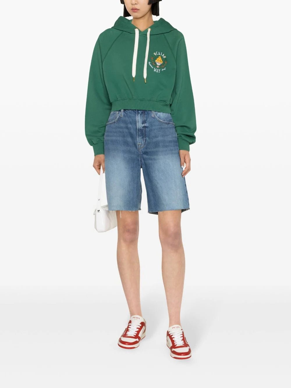 CasablancaCasa Way Organic Cotton Cropped Hoodie at Fashion Clinic