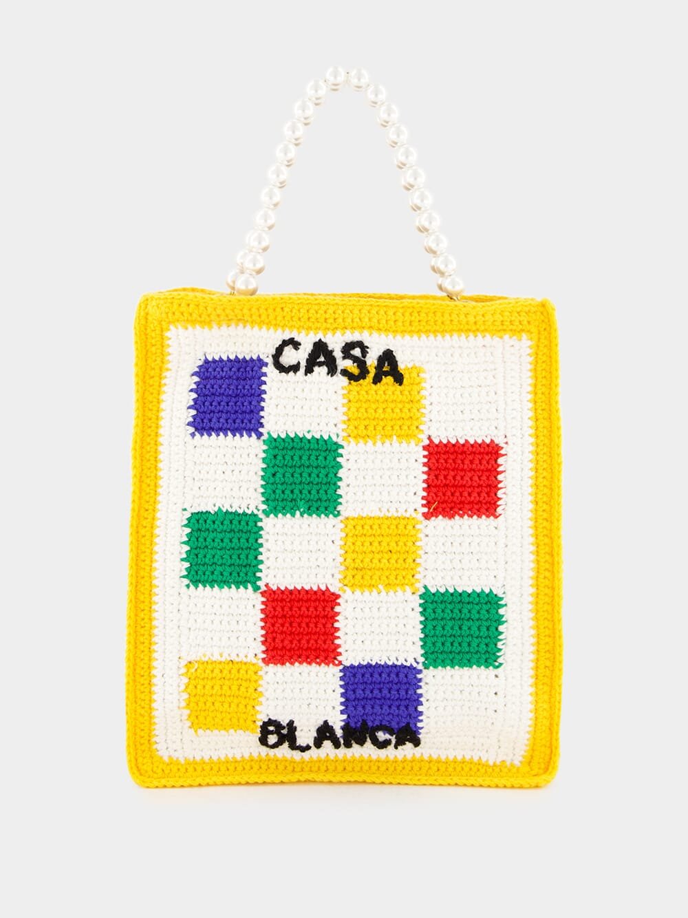 CasablancaChecked Crochet-Knit Tote Bag at Fashion Clinic